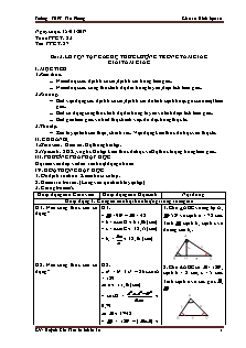 Giáo án Hình học 10 - Bài 3 - Luyện tập các hệ thức lượng trong tam giác giải tam giác