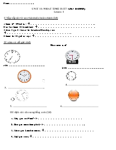 Giáo án Tiếng Anh 4 - Unit 11: What time is it?