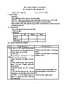 Giáo án Khoa học 5 - Bài 23 - Sắt, gang, thép