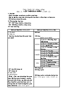 Giáo án Thực hành kỹ năng sống - Bài 2 - Lập thời gian biểu (tiết 2)