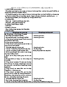 Giáo án Tin học 3 - Bài 11 - Các công cụ của windows (tiếp theo)