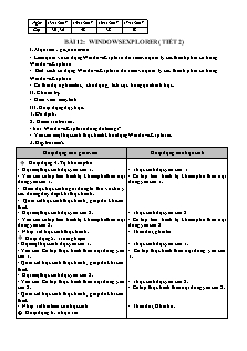 Giáo án Tin học 3 - Bài 12 - Windows explorer (tiết 2)