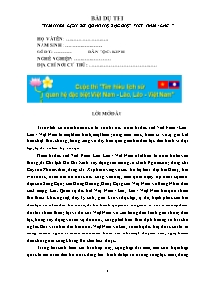 Bài dự thi “Tìm hiểu lịch sử quan hệ đặc biệt Việt Nam - Lào” (Bài số 2)