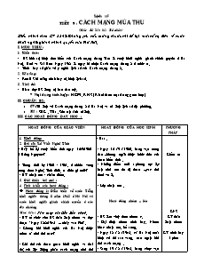 Giáo án Lịch sử 5 - Tiết 9 - Cách mạng mùa thu