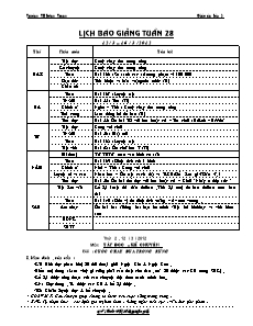 Giáo án Lớp 3 - Tuần 28 - Trường TH Bông Trang