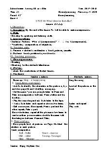 Giáo án Tiếng Anh 4 - Tuần 23 - Unit 14: What does he look like?